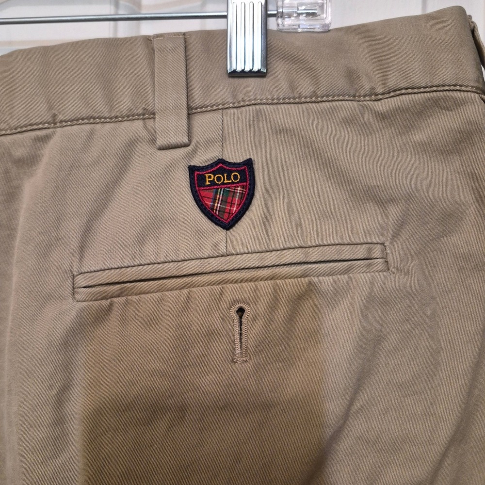Polo Golf Ralph Lauren Mens Tan Pleated Classic Golf Shorts Cotton Size 40 Khaki